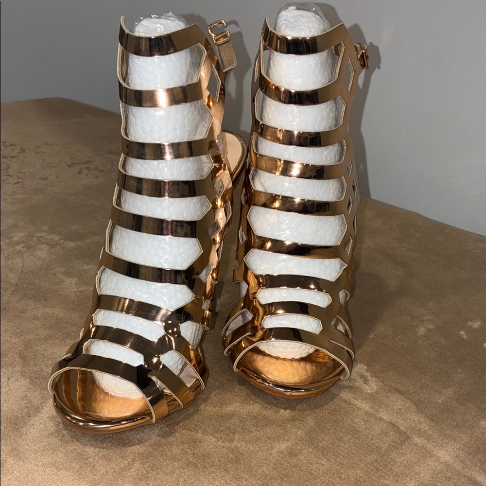 Elegant Gold Strappy Heels